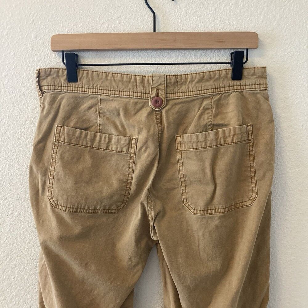 By Anthropologie Pants Size 27 Khaki The Wanderer Cotton Linen Blnd Straight Leg - Picture 8 of 15